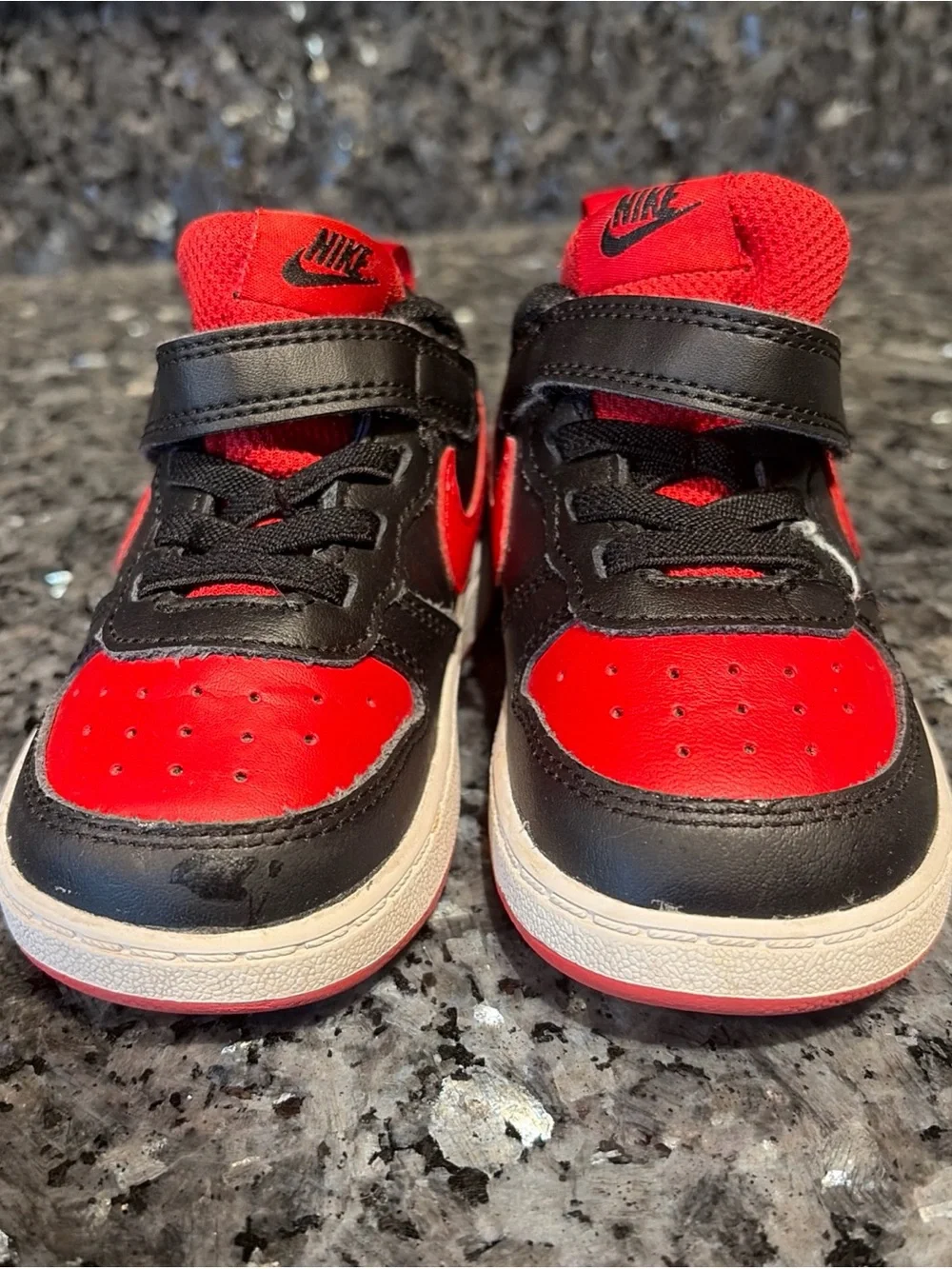 Nike Court Borough Low 2 Black University Red (TD) BQ5453-007 Size 7C